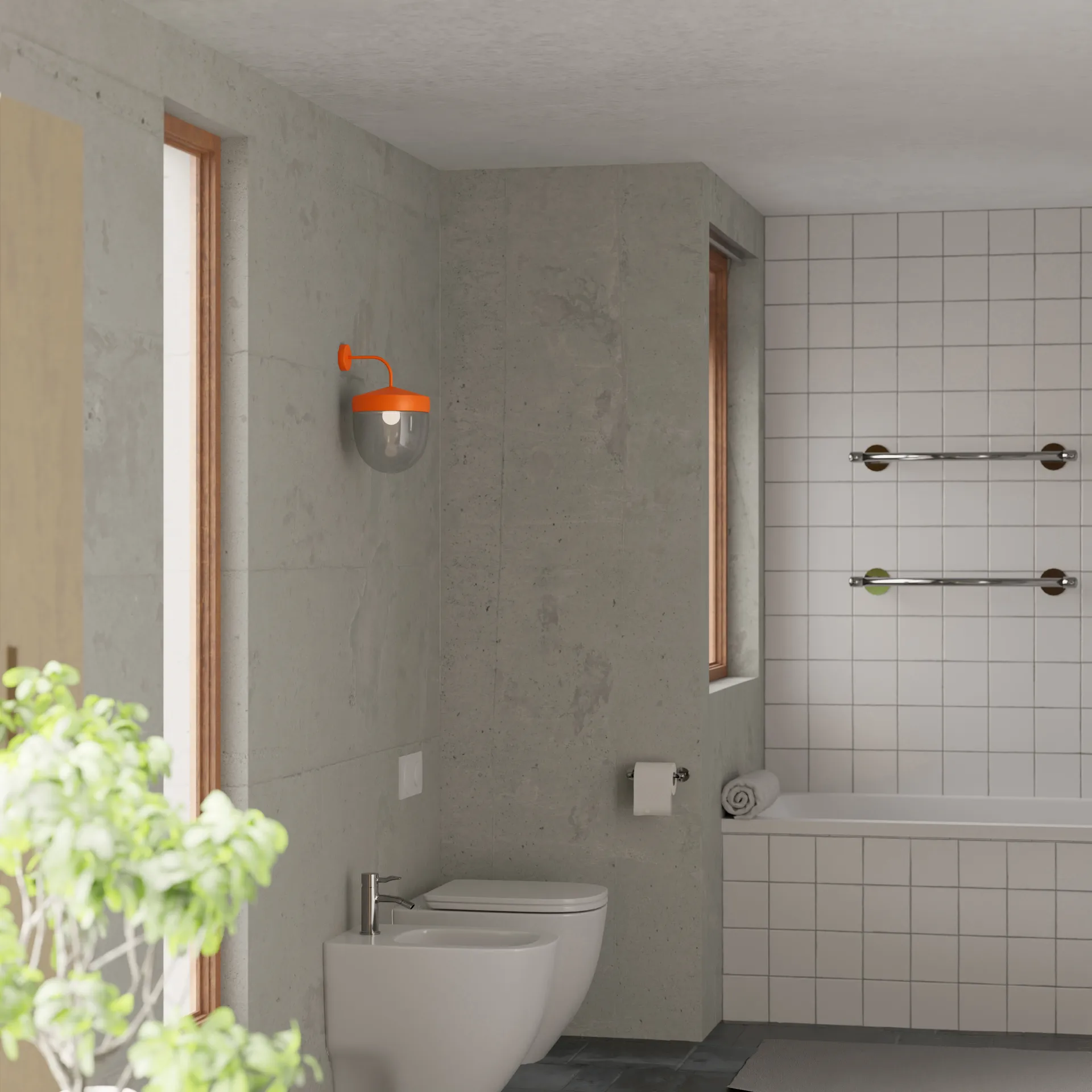 Lámpara de pared Pan transparente 30 cm, Naranja Noon