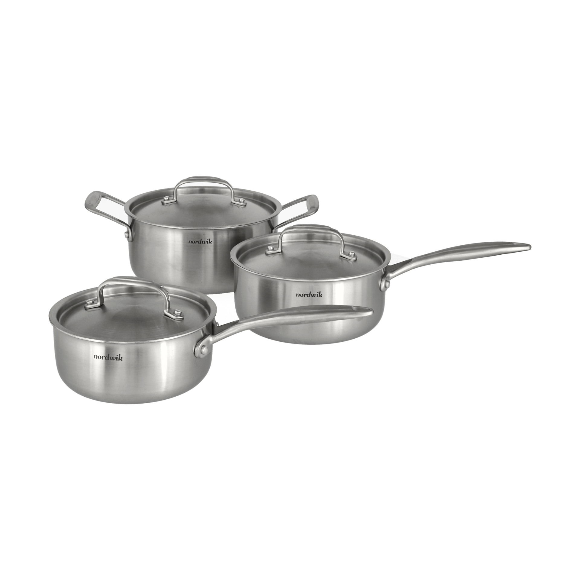 Juego de ollas Nordwik 3-capas 3 piezas, 1,5 l, 2 l, 3 l Nordwik