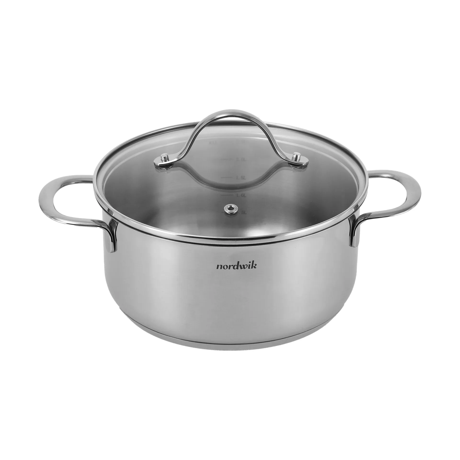 Olla con tapa de vidrio Nordwik 2,5 litros, Acero inoxidable Nordwik