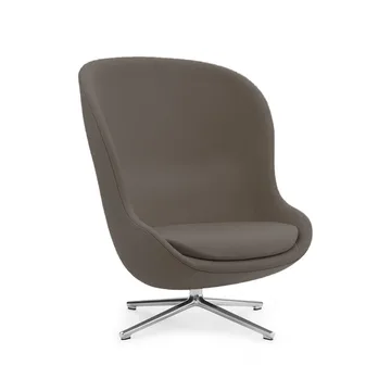 Butaca Hyg - Cuero ultra 41585 gris, pie giratorio de aluminio - Normann Copenhagen
