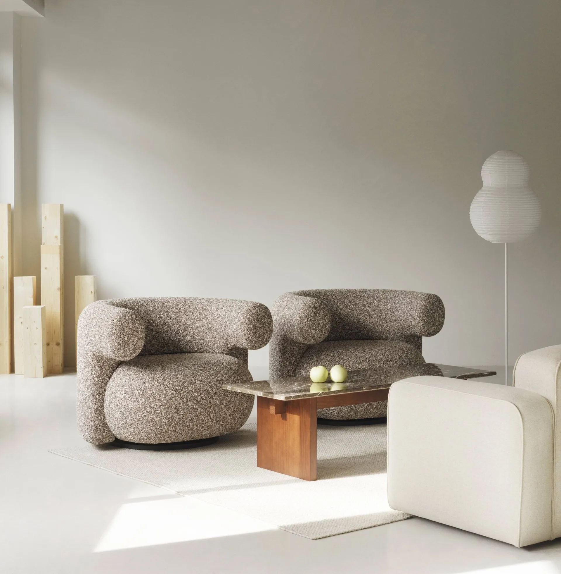 Lámpara de pie Puff Bubble, Blanco Normann Copenhagen