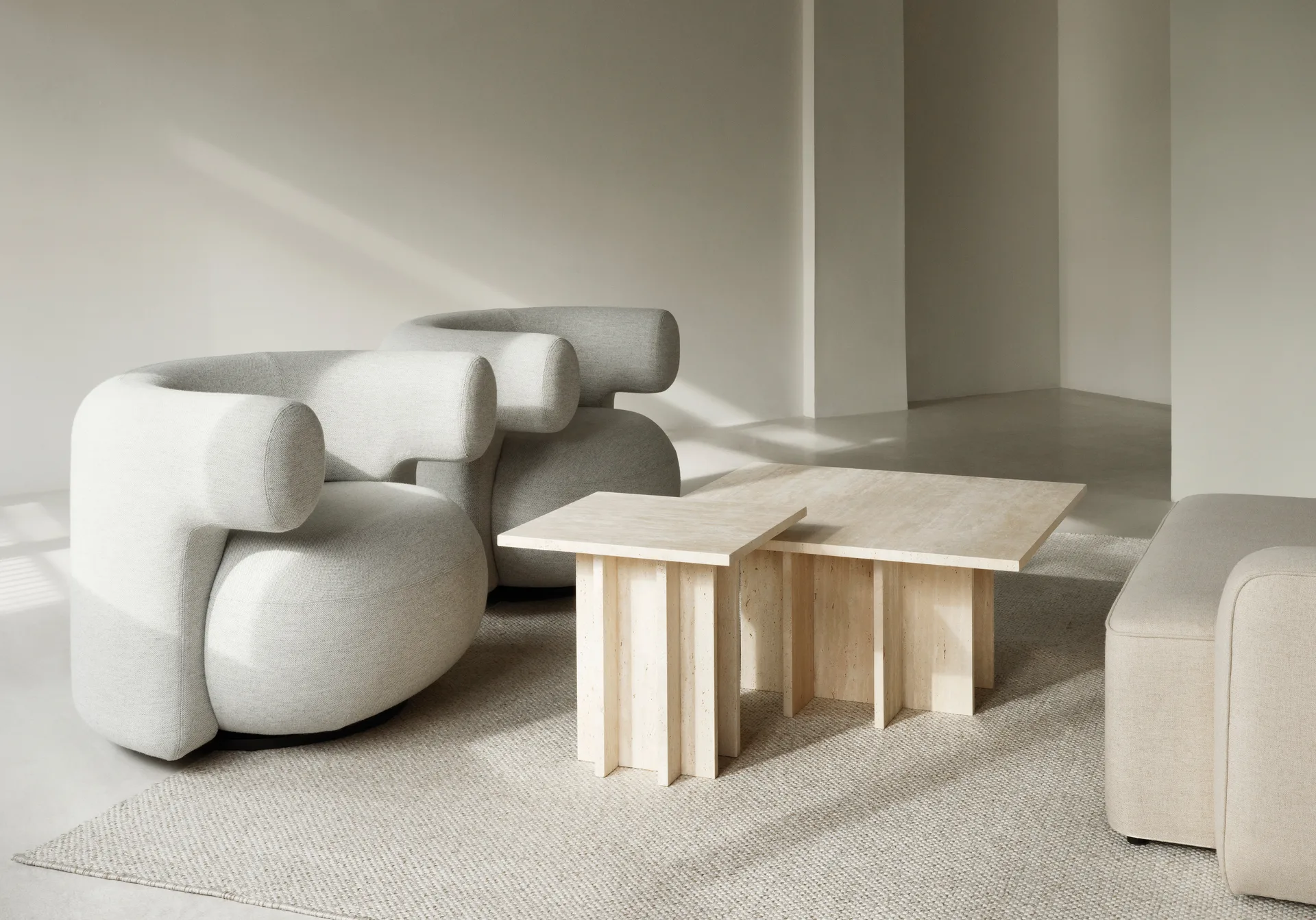 Mesa de centro Edge small, Travertine Normann Copenhagen