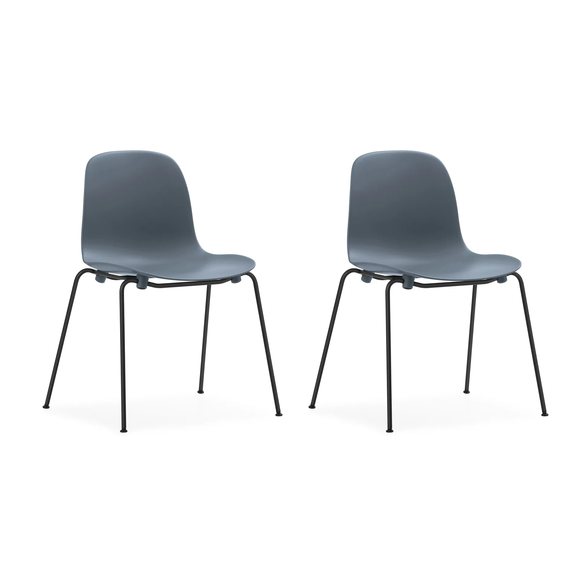 Silla apilable Form Chair con patas negras pack de 2 unidades, Azul Normann Copenhagen