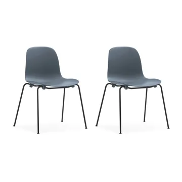 Silla apilable Form Chair con patas negras pack de 2 unidades, Azul - Normann Copenhagen