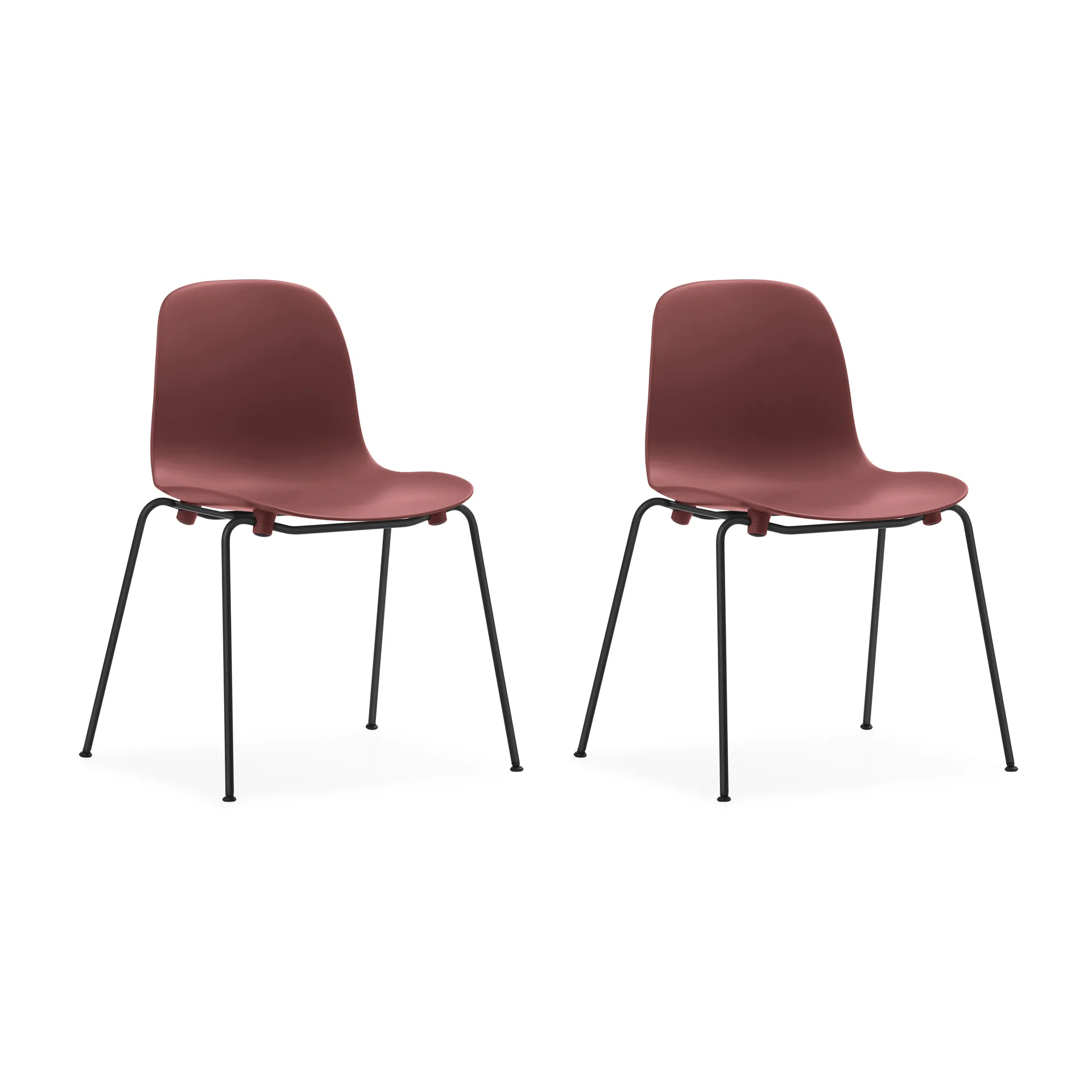 Silla apilable Form Chair con patas negras pack de 2 unidades, Rojo Normann Copenhagen