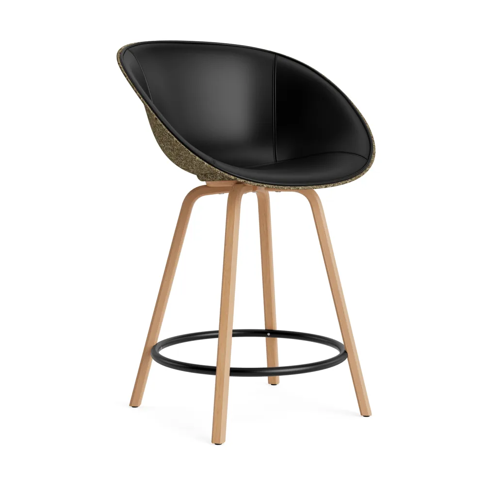 Silla asiento tapizado Mat Bar Armchair 65 cm, Ultra 41599-seaweed-beech-black steel Normann Copenhagen