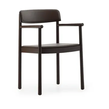 Silla con brazos Timb - Marrón cenizo – cuero ultra chocolate - Normann Copenhagen