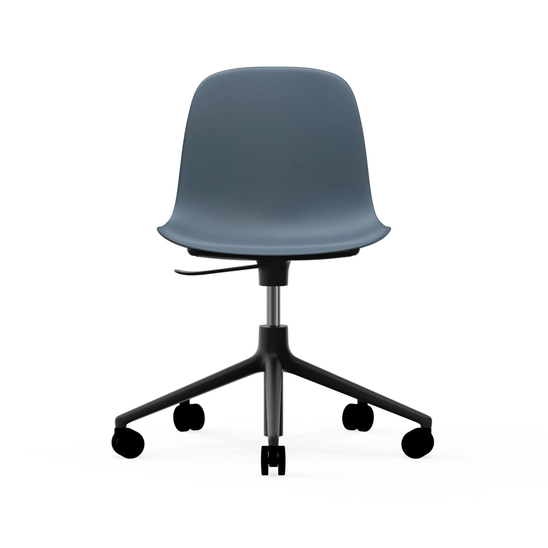 Silla de oficina Form chair swivel 5W, Azul, aluminio negro, ruedas Normann Copenhagen