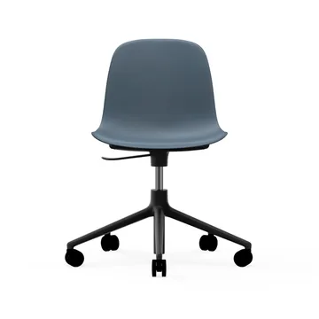 Silla de oficina Form chair swivel 5W - Azul, aluminio negro, ruedas - Normann Copenhagen