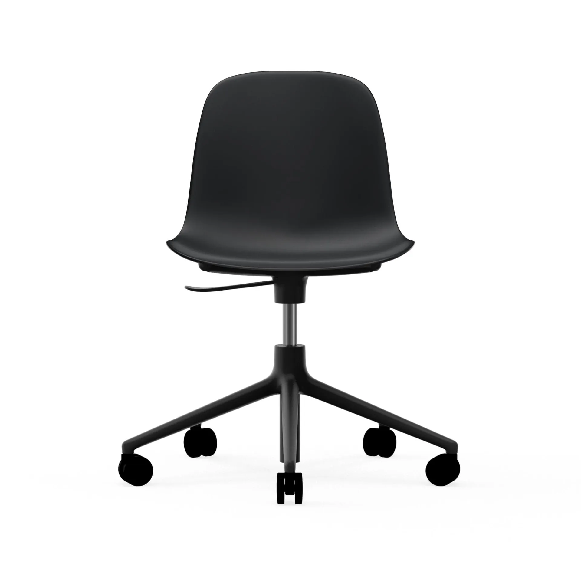Silla de oficina Form chair swivel 5W, Negro, aluminio negro, ruedas Normann Copenhagen
