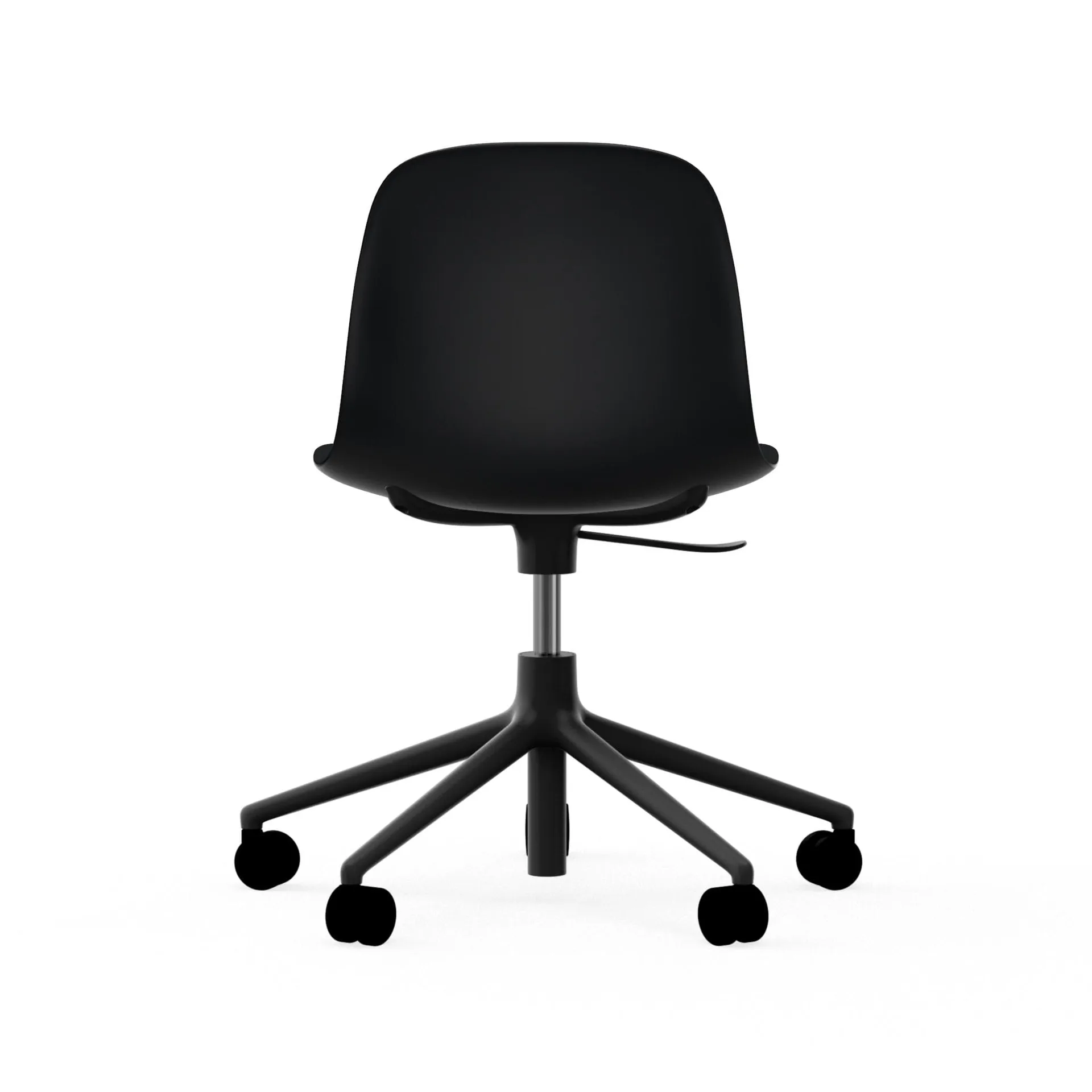 Silla de oficina Form chair swivel 5W, Negro, aluminio negro, ruedas Normann Copenhagen