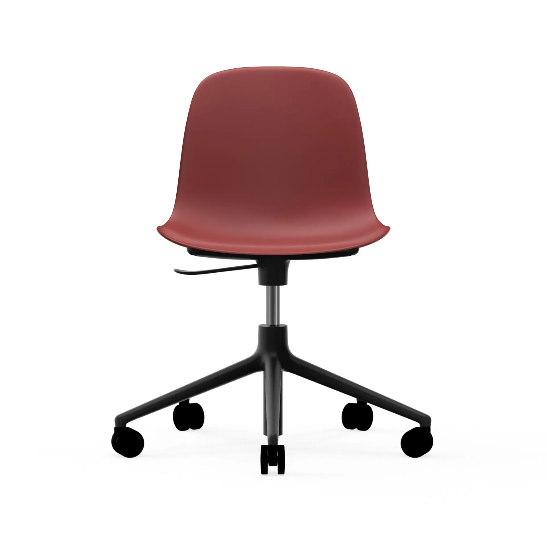 Silla de oficina Form chair swivel 5W, Rojo, aluminio negro, ruedas Normann Copenhagen