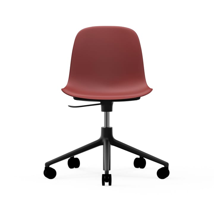 Silla de oficina Form chair swivel 5W - Rojo, aluminio negro, ruedas - Normann Copenhagen