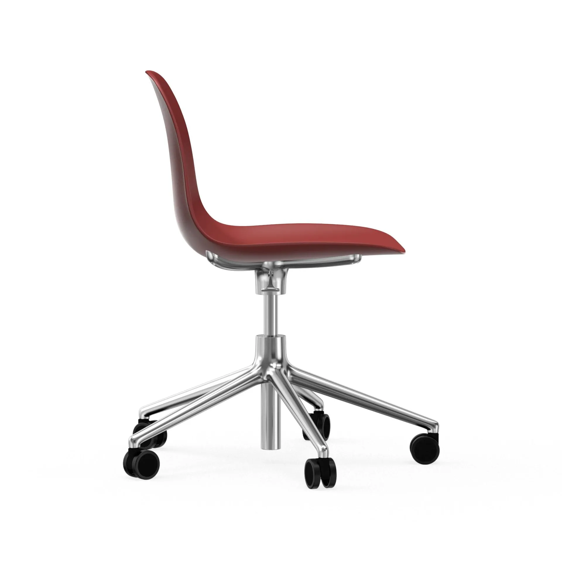Silla de oficina Form chair swivel 5W, Rojo, aluminio, ruedas Normann Copenhagen