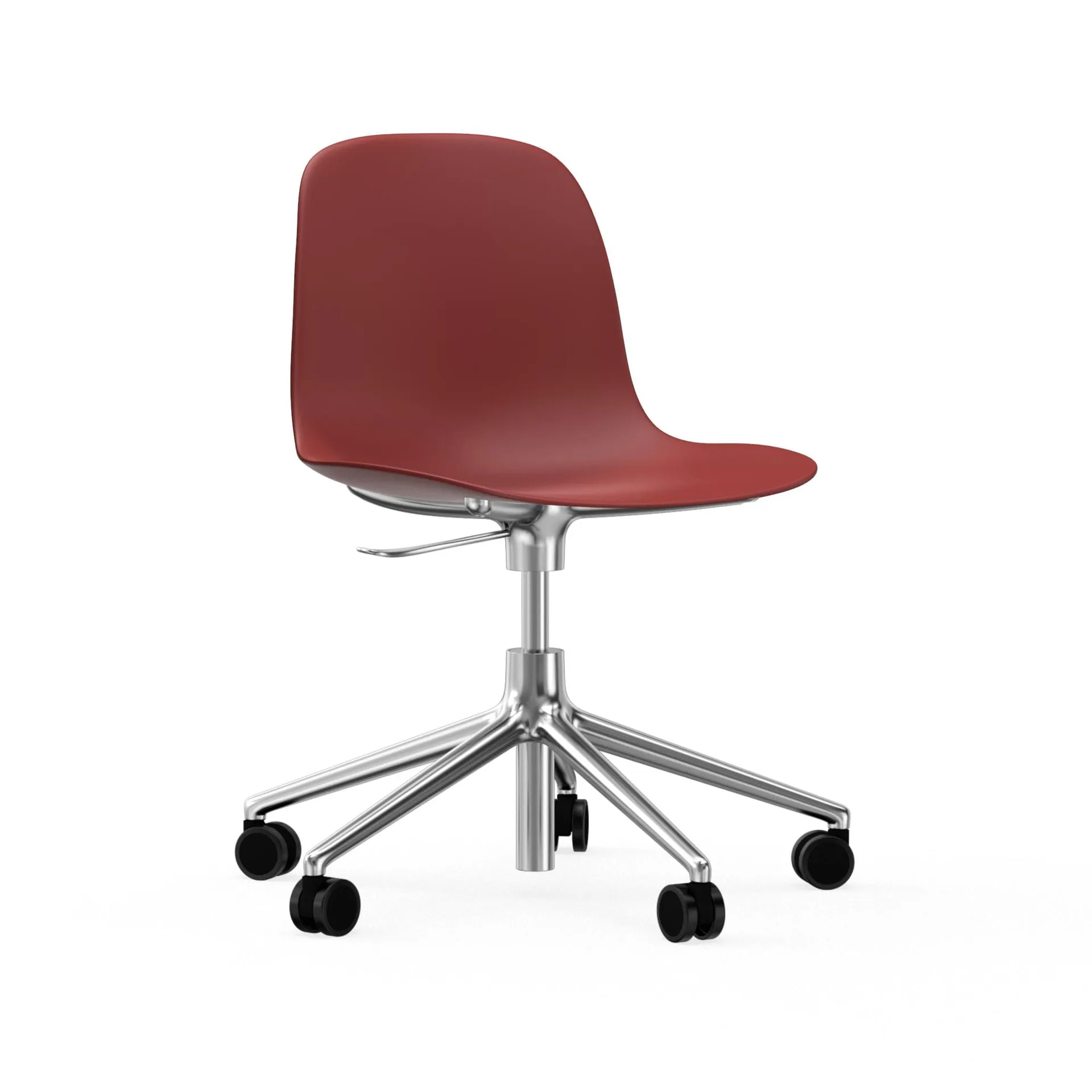 Silla de oficina Form chair swivel 5W, Rojo, aluminio, ruedas Normann Copenhagen