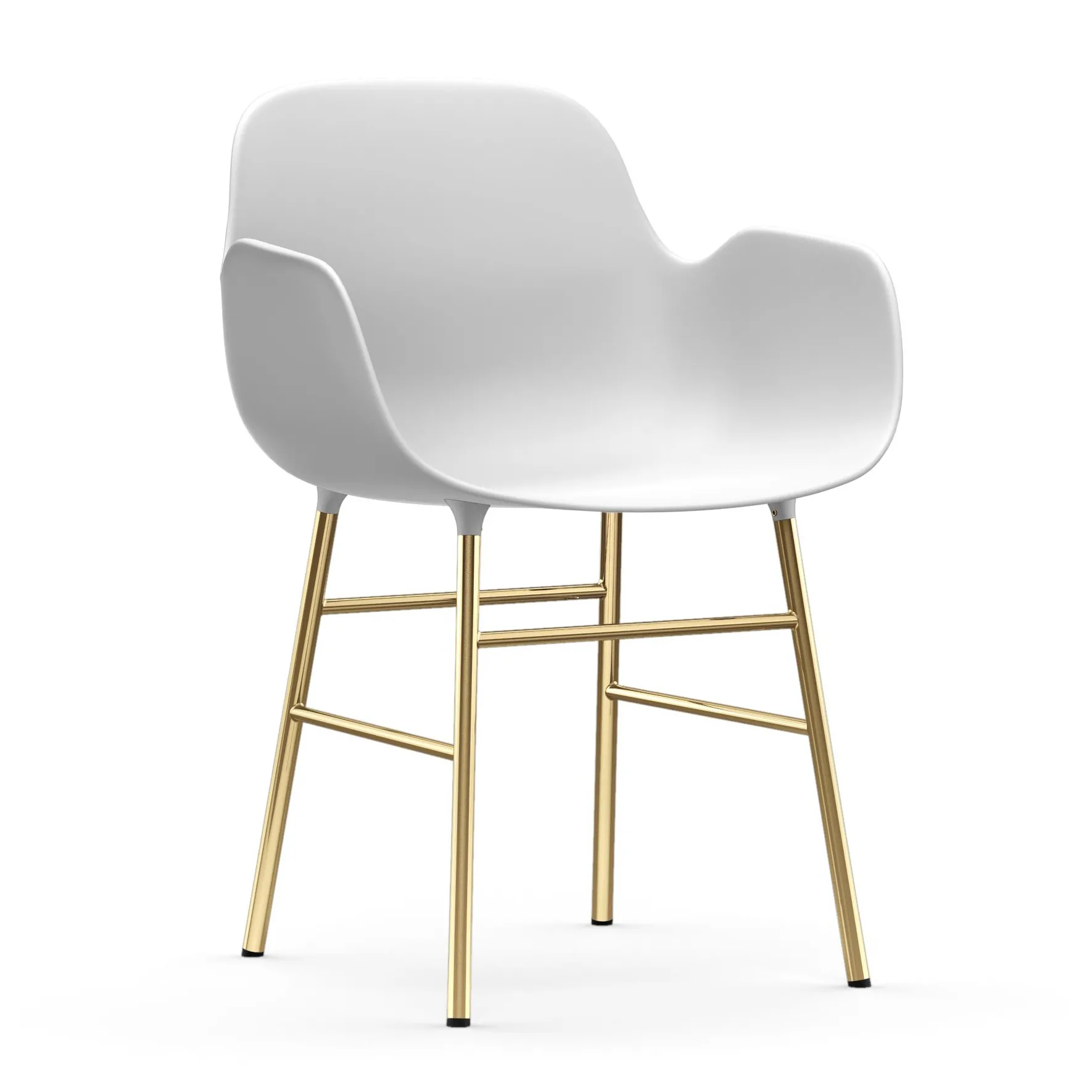 Silla reposabrazos con patas de bronce Form, Blanco Normann Copenhagen