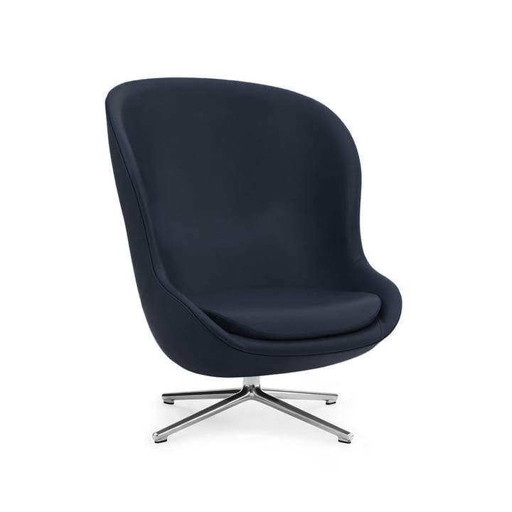 Sillón Hyg - Cuero ultra 41573 navy, pie giratorio de aluminio - Normann Copenhagen