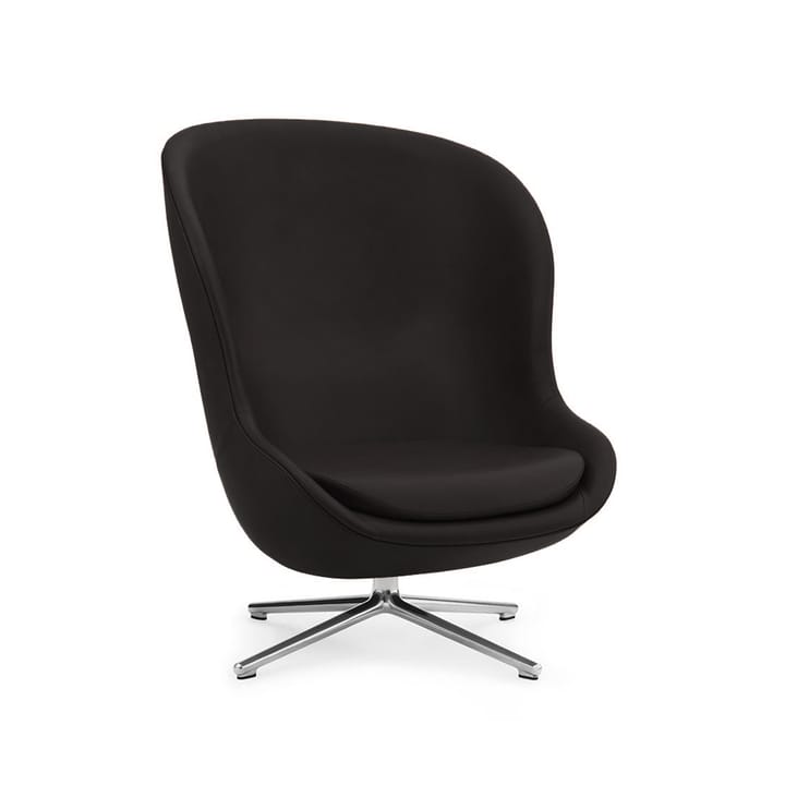 Sillón Hyg - Cuero ultra 41580 antracit, pie giratorio de aluminio - Normann Copenhagen