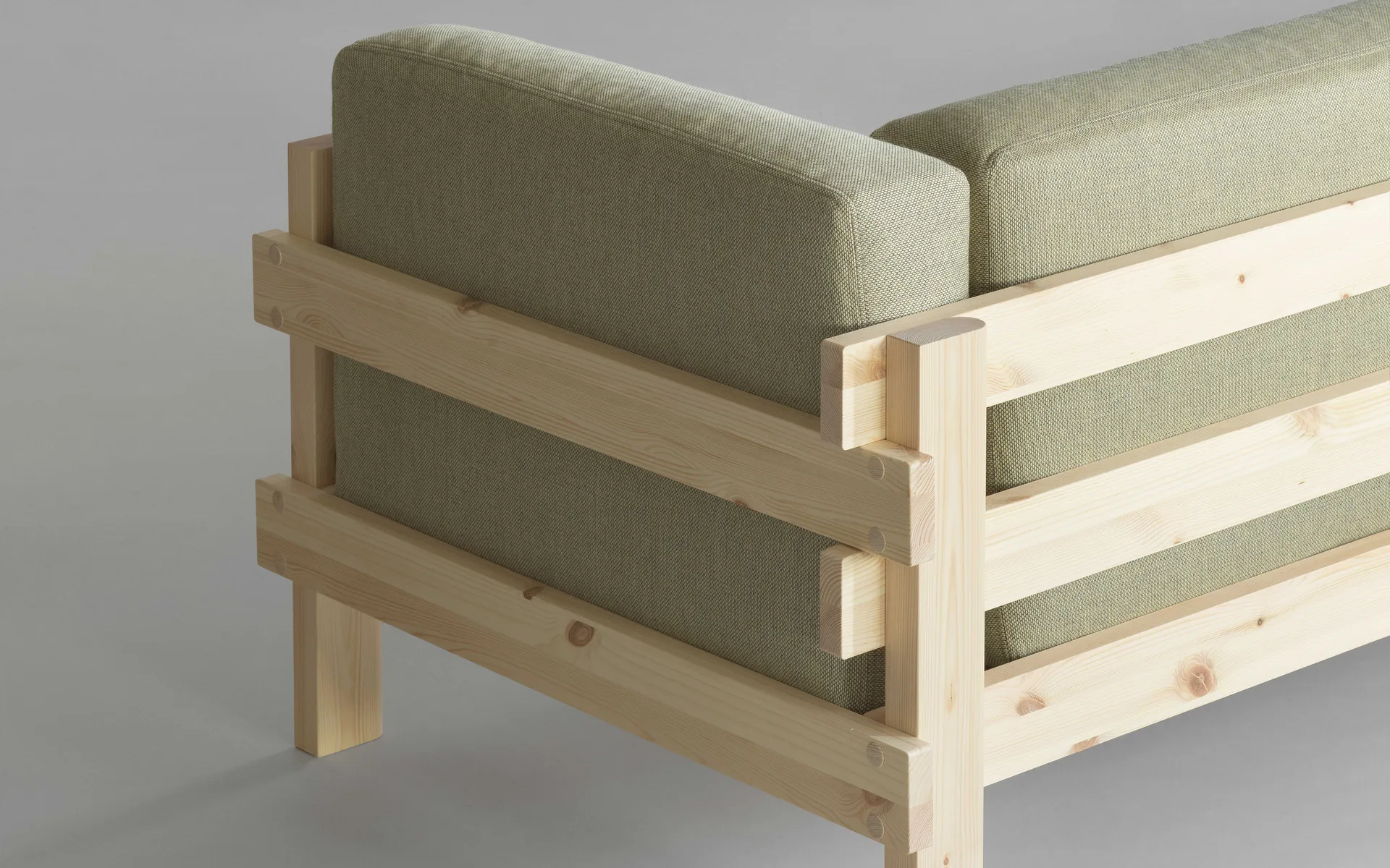 Sofá Kube, Pino lacado-tela Remix 223 Beige, 220 cm Normann Copenhagen