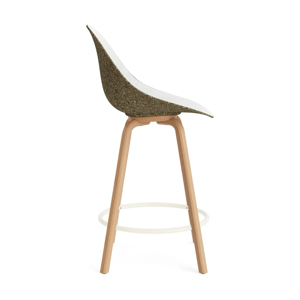 Taburete asiento tapizado Mat Bar Chair 65 cm, Hallingdal 110-seaweed-beech-cream steel Normann Copenhagen