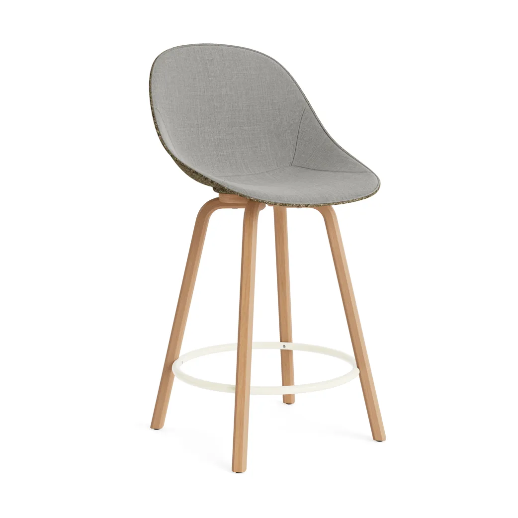 Taburete asiento tapizado Mat Bar Chair 65 cm, Remix 133-seaweed-beech-cream steel Normann Copenhagen