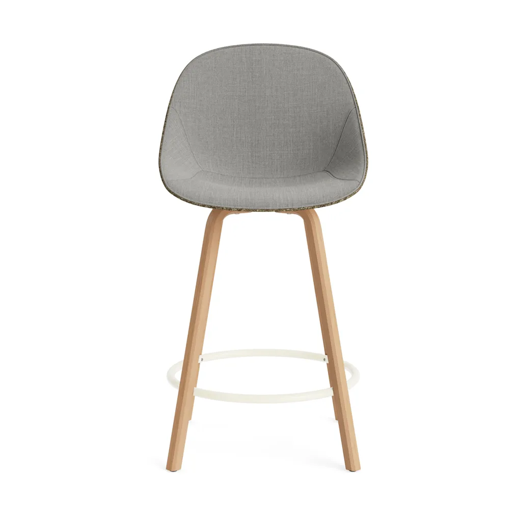 Taburete asiento tapizado Mat Bar Chair 65 cm, Remix 133-seaweed-beech-cream steel Normann Copenhagen