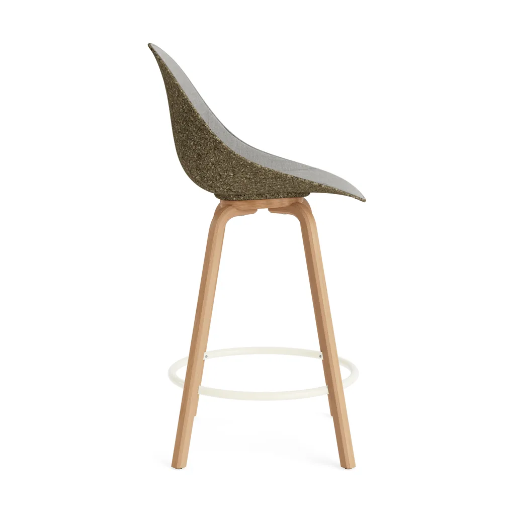 Taburete asiento tapizado Mat Bar Chair 65 cm, Remix 133-seaweed-beech-cream steel Normann Copenhagen