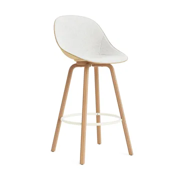 Taburete asiento tapizado Mat Bar Chair 75 cm - Hallingdal 110-hemp-beech-cream steel - Normann Copenhagen