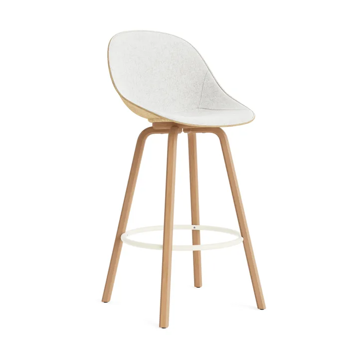 Taburete asiento tapizado Mat Bar Chair 75 cm - Hallingdal 110-hemp-beech-cream steel - Normann Copenhagen