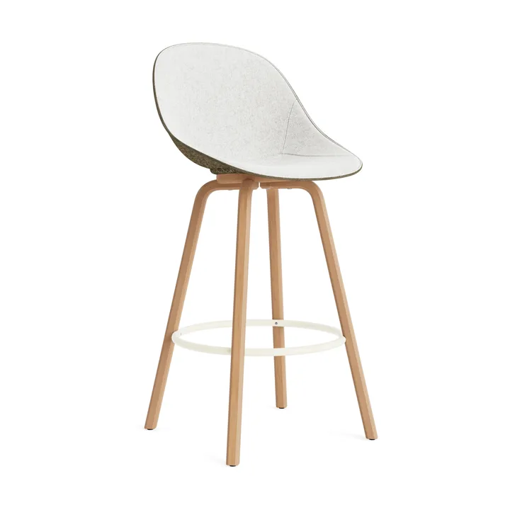 Taburete asiento tapizado Mat Bar Chair 75 cm - Hallingdal 110-seaweed-beech-cream steel - Normann Copenhagen