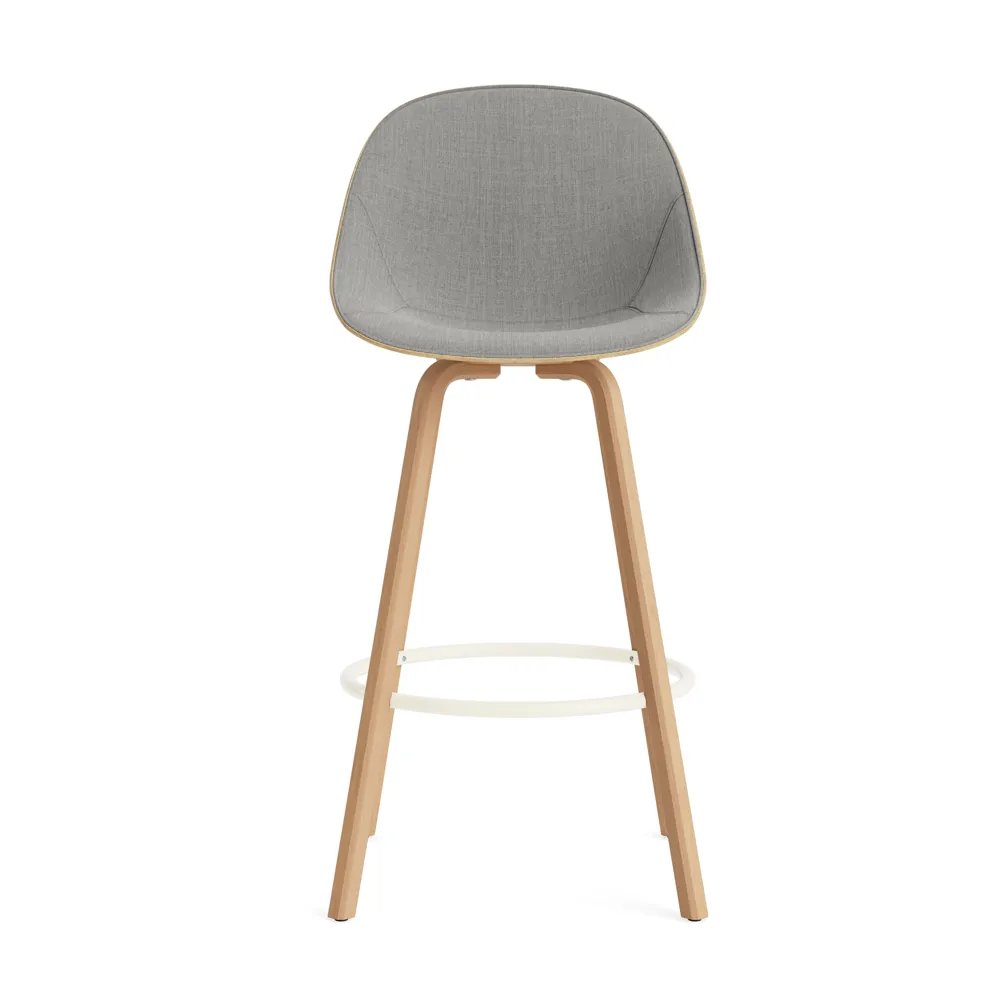 Taburete asiento tapizado Mat Bar Chair 75 cm, Remix 133-hemp-beech-cream steel Normann Copenhagen