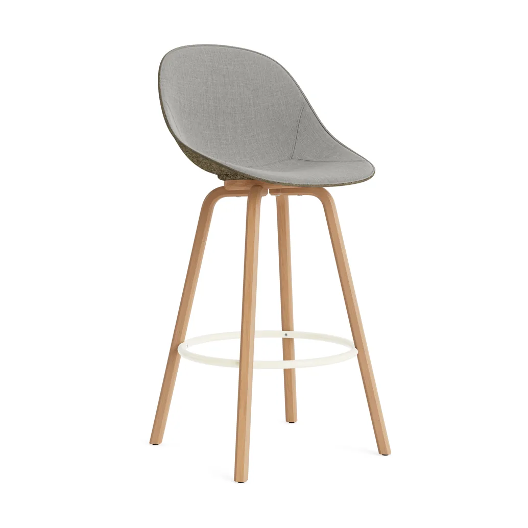 Taburete asiento tapizado Mat Bar Chair 75 cm, Remix 133-seaweed-beech-cream steel Normann Copenhagen
