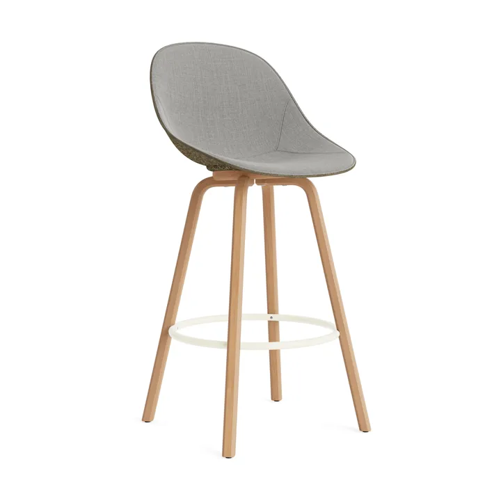 Taburete asiento tapizado Mat Bar Chair 75 cm - Remix 133-seaweed-beech-cream steel - Normann Copenhagen