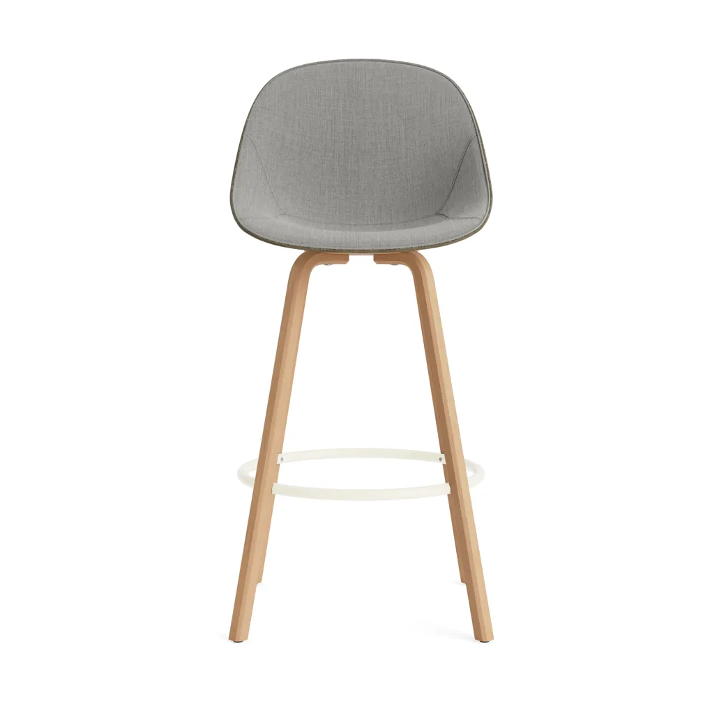 Taburete asiento tapizado Mat Bar Chair 75 cm, Remix 133-seaweed-beech-cream steel Normann Copenhagen