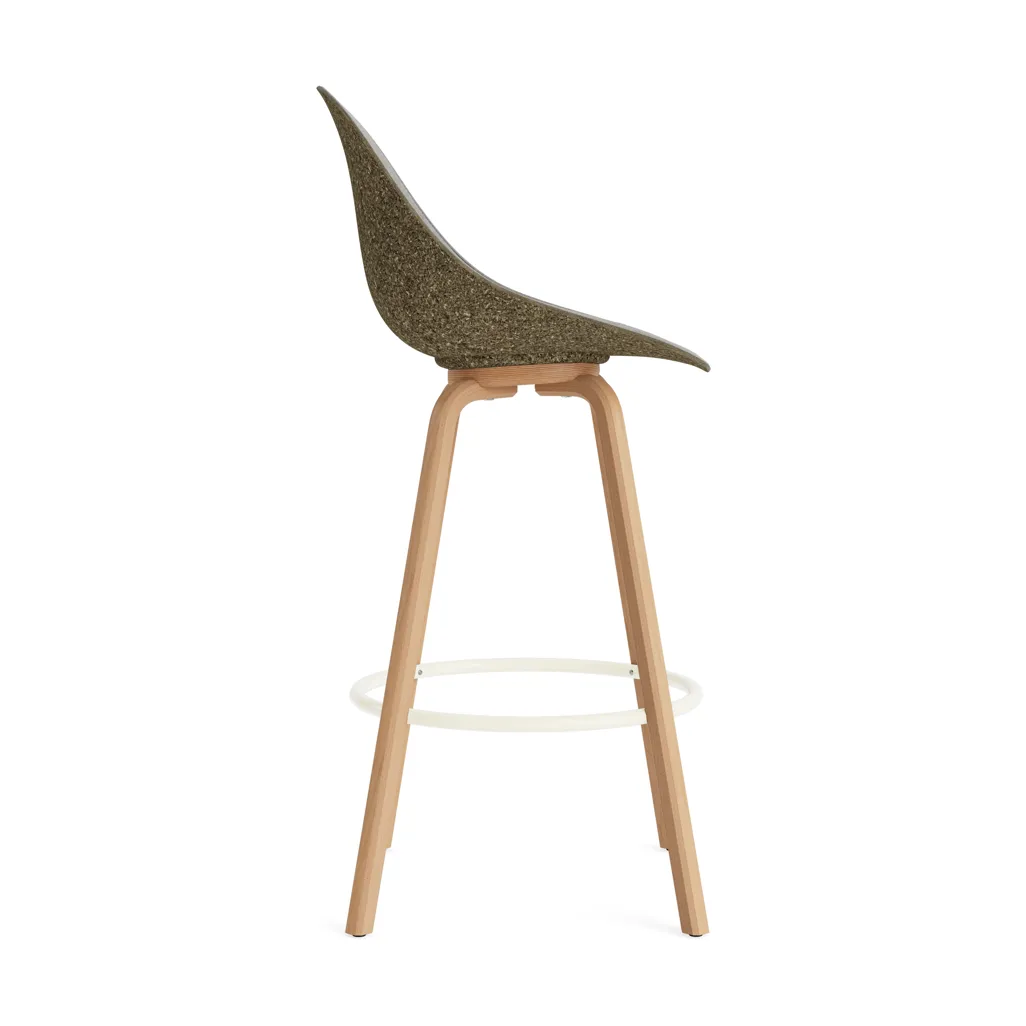 Taburete asiento tapizado Mat Bar Chair 75 cm, Remix 133-seaweed-beech-cream steel Normann Copenhagen
