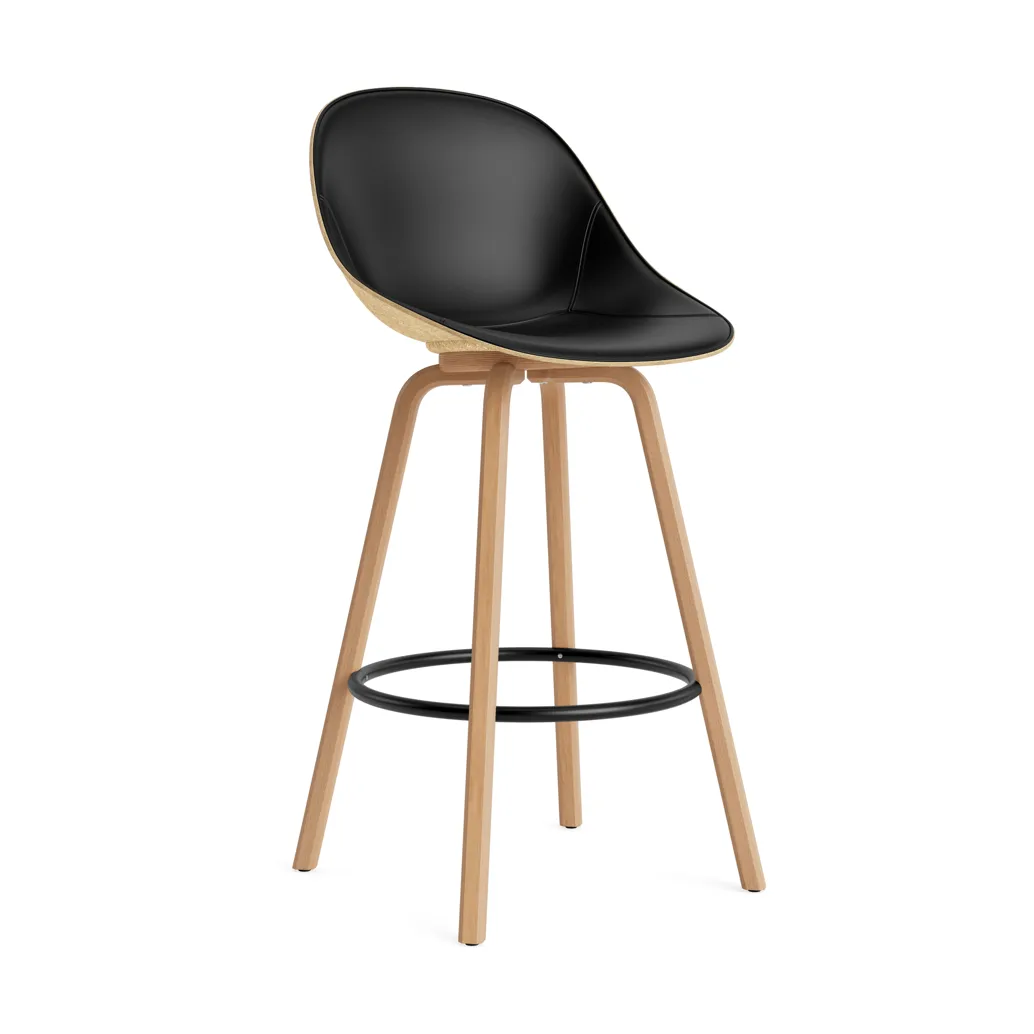 Taburete asiento tapizado Mat Bar Chair 75 cm, Ultra 41599-hemp-beech-black steel Normann Copenhagen