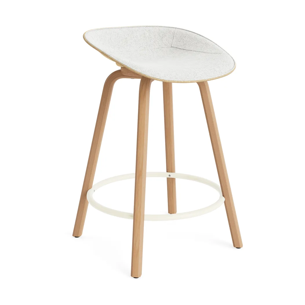Taburete asiento tapizado Mat Barstool 65 cm, Hallingdal 110-hemp-beech-cream steel Normann Copenhagen