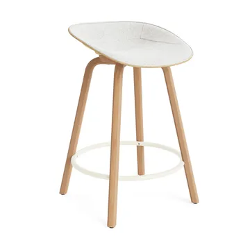 Taburete asiento tapizado Mat Barstool 65 cm - Hallingdal 110-hemp-beech-cream steel - Normann Copenhagen