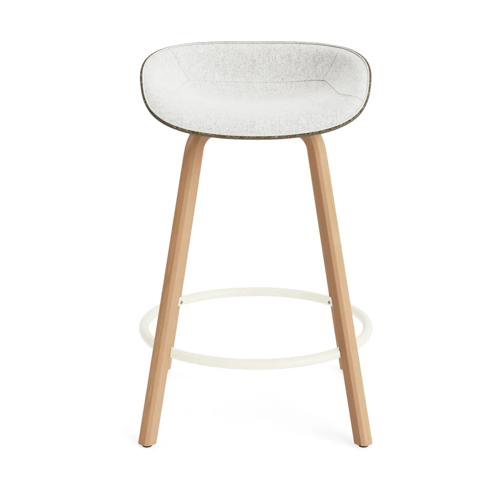 Taburete asiento tapizado Mat Barstool 65 cm, Hallingdal 110-seaweed-beech-cream steel Normann Copenhagen