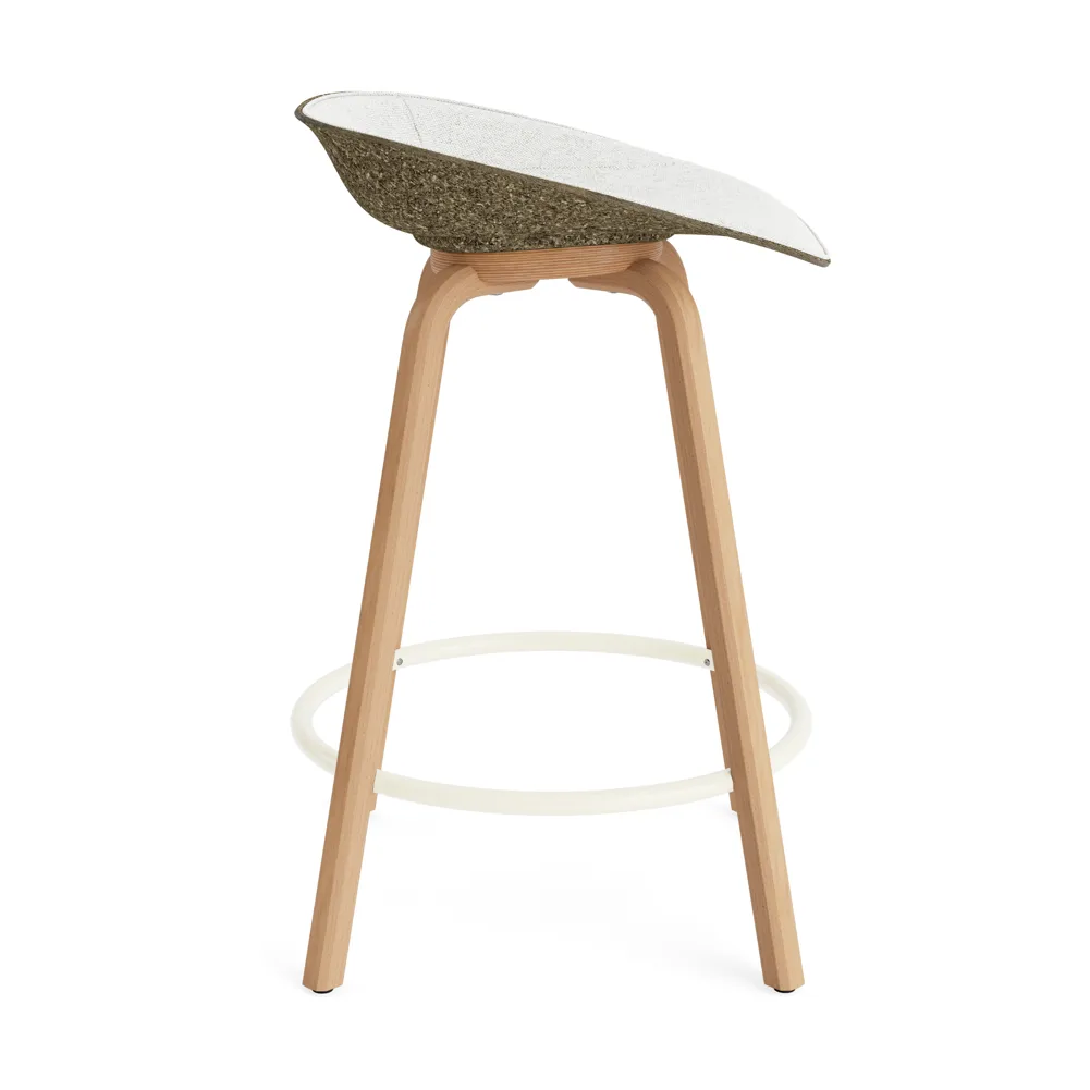 Taburete asiento tapizado Mat Barstool 65 cm, Hallingdal 110-seaweed-beech-cream steel Normann Copenhagen