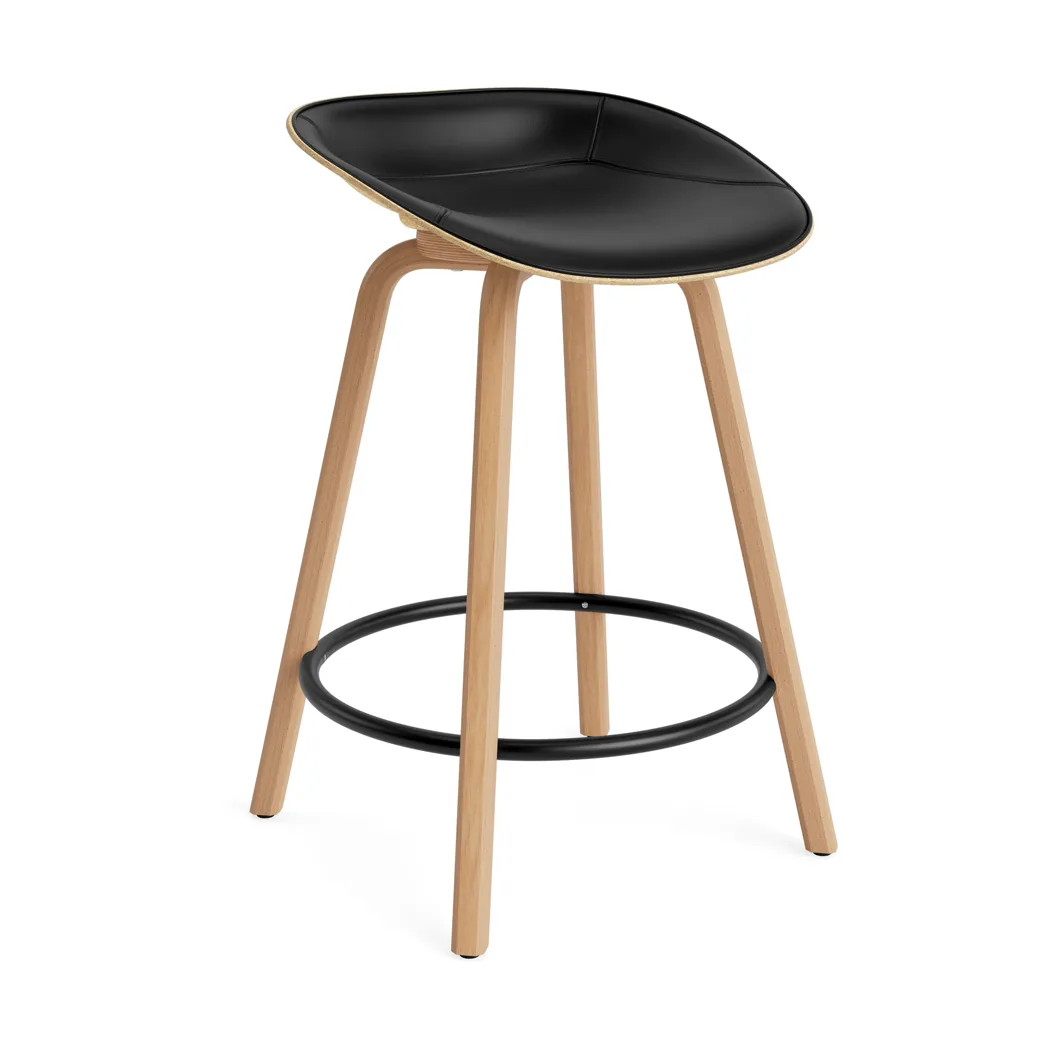 Taburete asiento tapizado Mat Barstool 65 cm, Ultra 41599-hemp-beech-black steel Normann Copenhagen