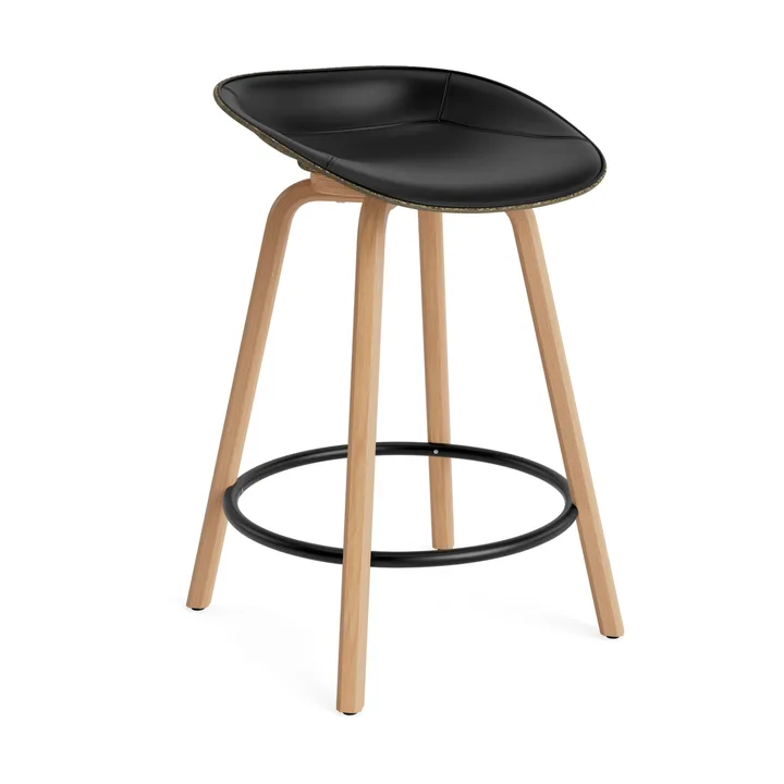 Taburete asiento tapizado Mat Barstool 65 cm - Ultra 41599-seaweed-beech-black steel - Normann Copenhagen