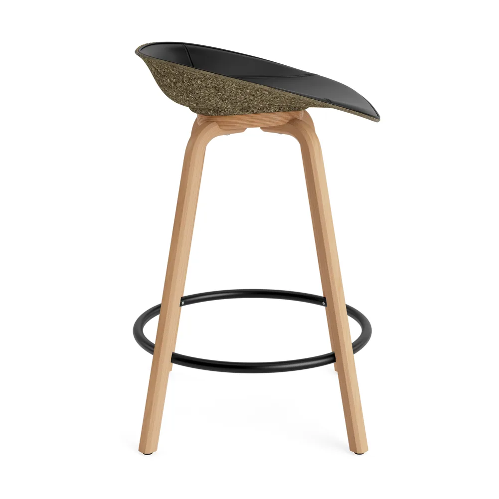 Taburete asiento tapizado Mat Barstool 65 cm, Ultra 41599-seaweed-beech-black steel Normann Copenhagen