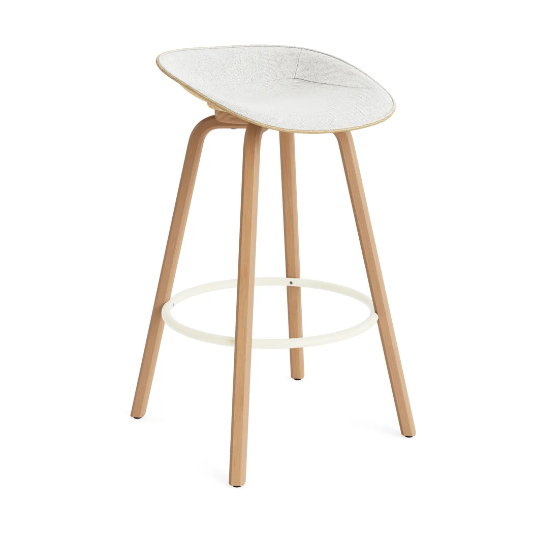 Taburete asiento tapizado Mat Barstool 75 cm, Hallingdal 110-hemp-beech-cream steel Normann Copenhagen