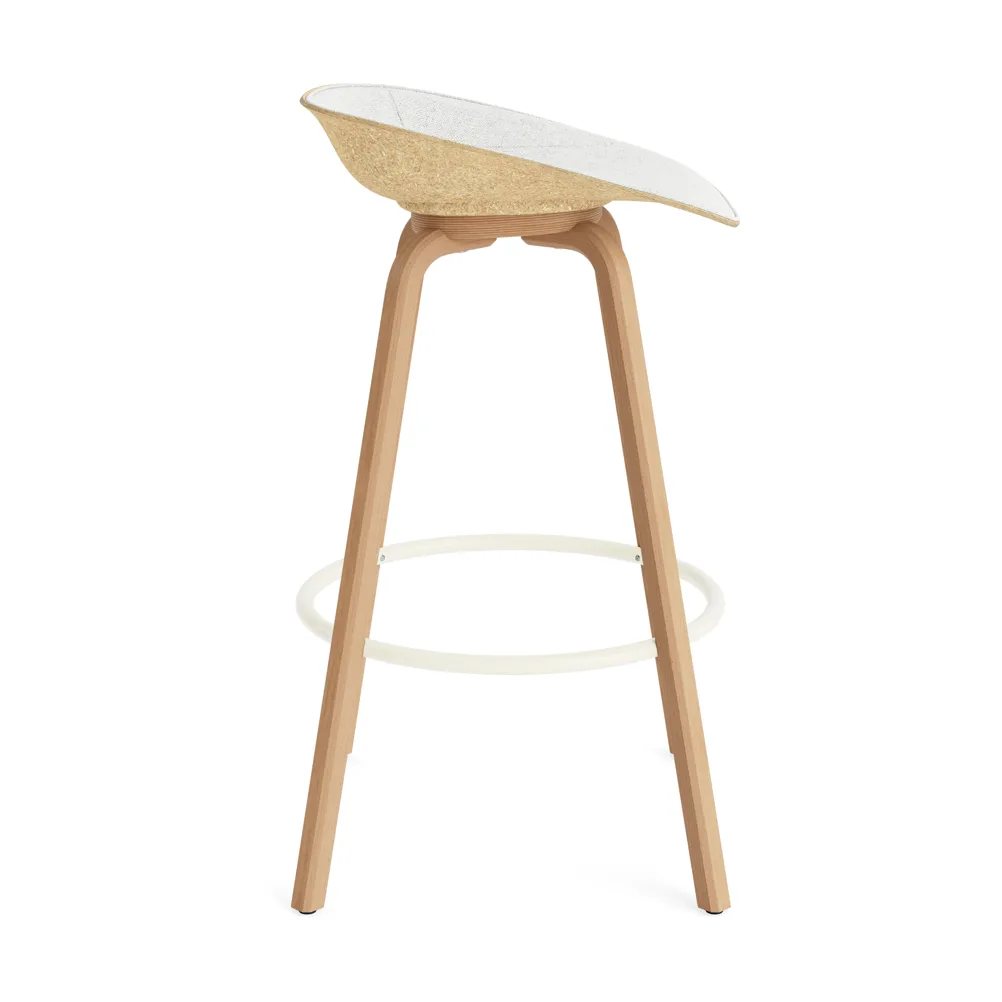 Taburete asiento tapizado Mat Barstool 75 cm, Hallingdal 110-hemp-beech-cream steel Normann Copenhagen