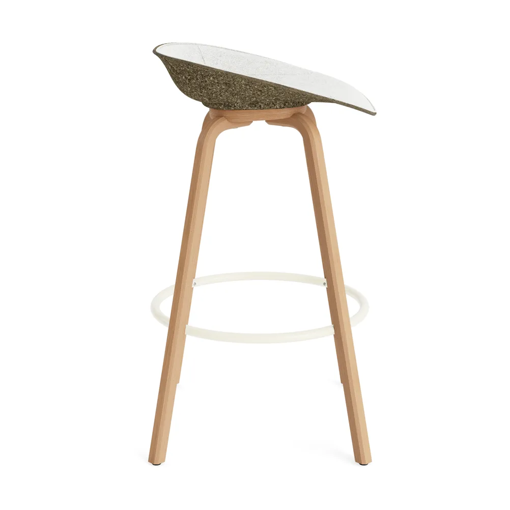 Taburete asiento tapizado Mat Barstool 75 cm, Hallingdal 110-seaweed-beech-cream steel Normann Copenhagen