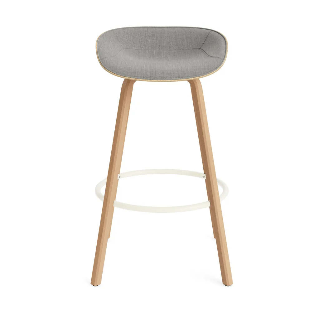 Taburete asiento tapizado Mat Barstool 75 cm, Remix 133-hemp-beech-cream steel Normann Copenhagen