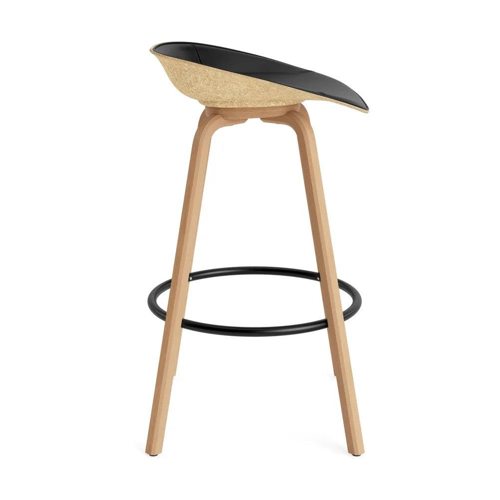 Taburete asiento tapizado Mat Barstool 75 cm, Ultra 41599-hemp-beech-black steel Normann Copenhagen