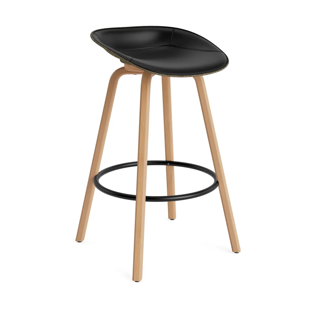 Taburete asiento tapizado Mat Barstool 75 cm, Ultra 41599-seaweed-beech-black steel Normann Copenhagen