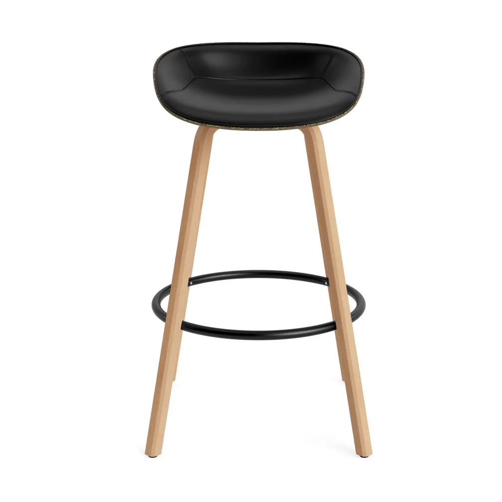 Taburete asiento tapizado Mat Barstool 75 cm, Ultra 41599-seaweed-beech-black steel Normann Copenhagen
